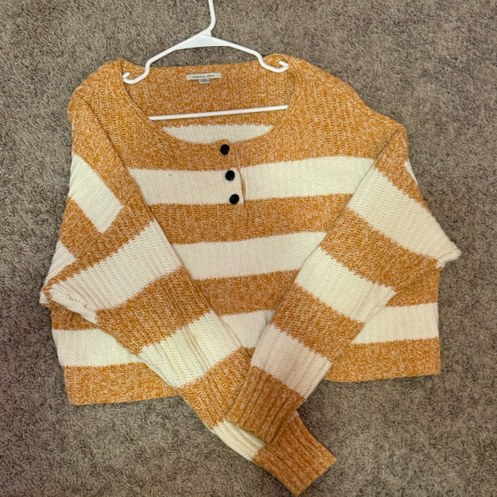 Aerie Orange and Cream Striped Sweatshirt